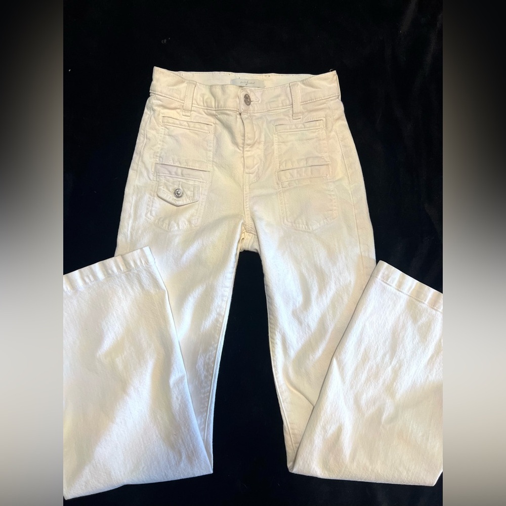 7 For All Mankind Georgia High rise Flare White Jeans-SZ 23-EUC - Picture 13 of 15